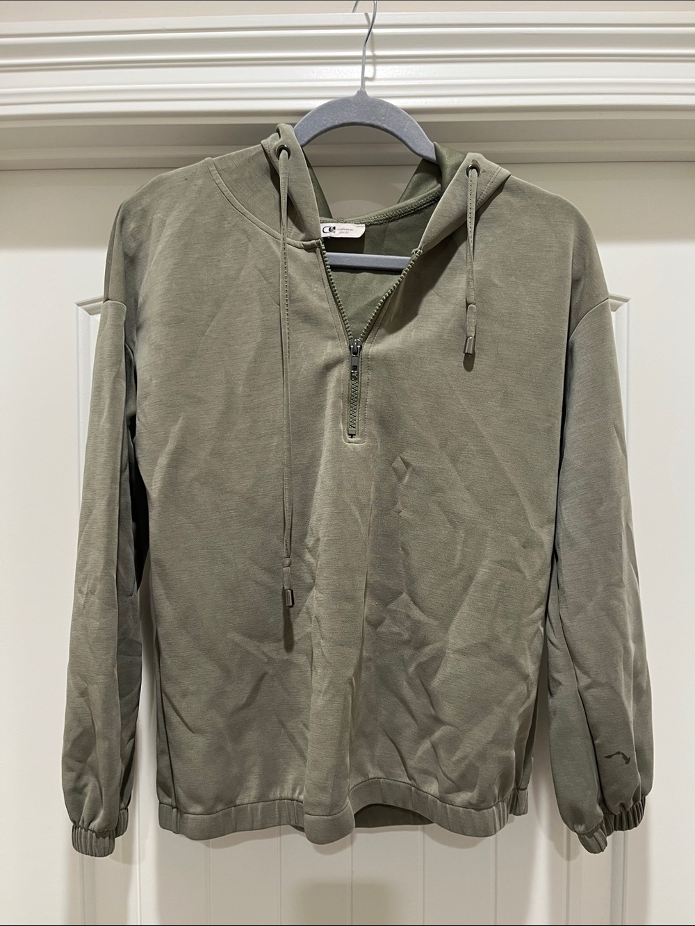 Cable & Gauge Olive Half-Zip Hooded Utility Jacket